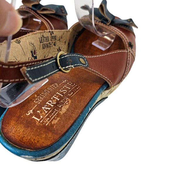 Spring Step L'artiste Womens Leather Floral Detailed Wedges, Sling Back, 40/US 9 - Picture 3 of 11